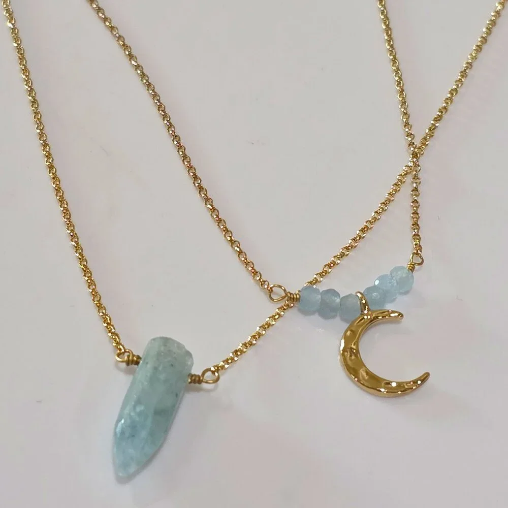 Luna Norte Amazonite Moon 14k Gold Plated Brass 18